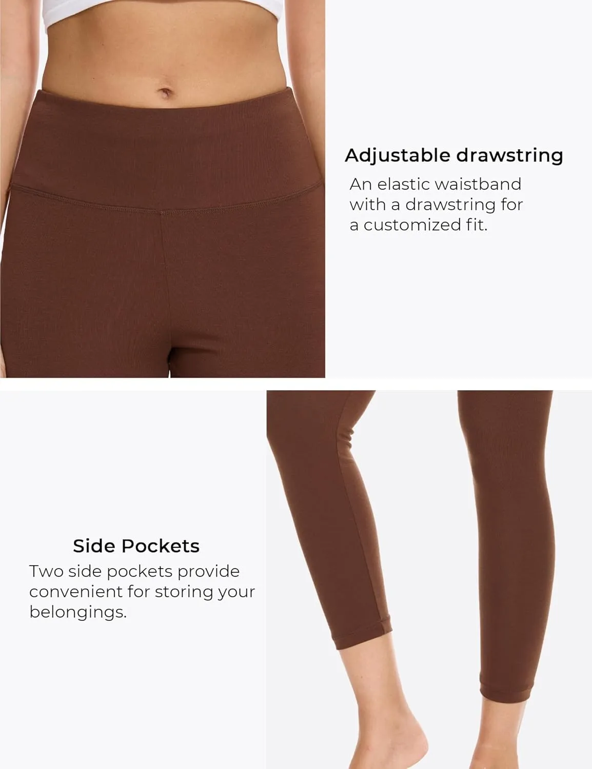 Women's High-Waisted Fitted Leggings - Ultra Soft Stretchy Basic Legging - Viscose Made from Bamboo