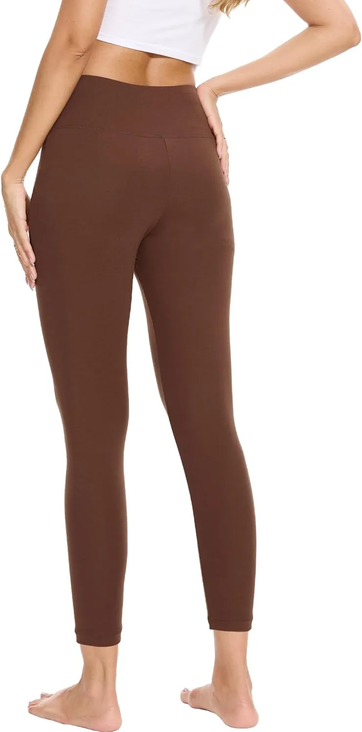 Women's High-Waisted Fitted Leggings - Ultra Soft Stretchy Basic Legging - Viscose Made from Bamboo