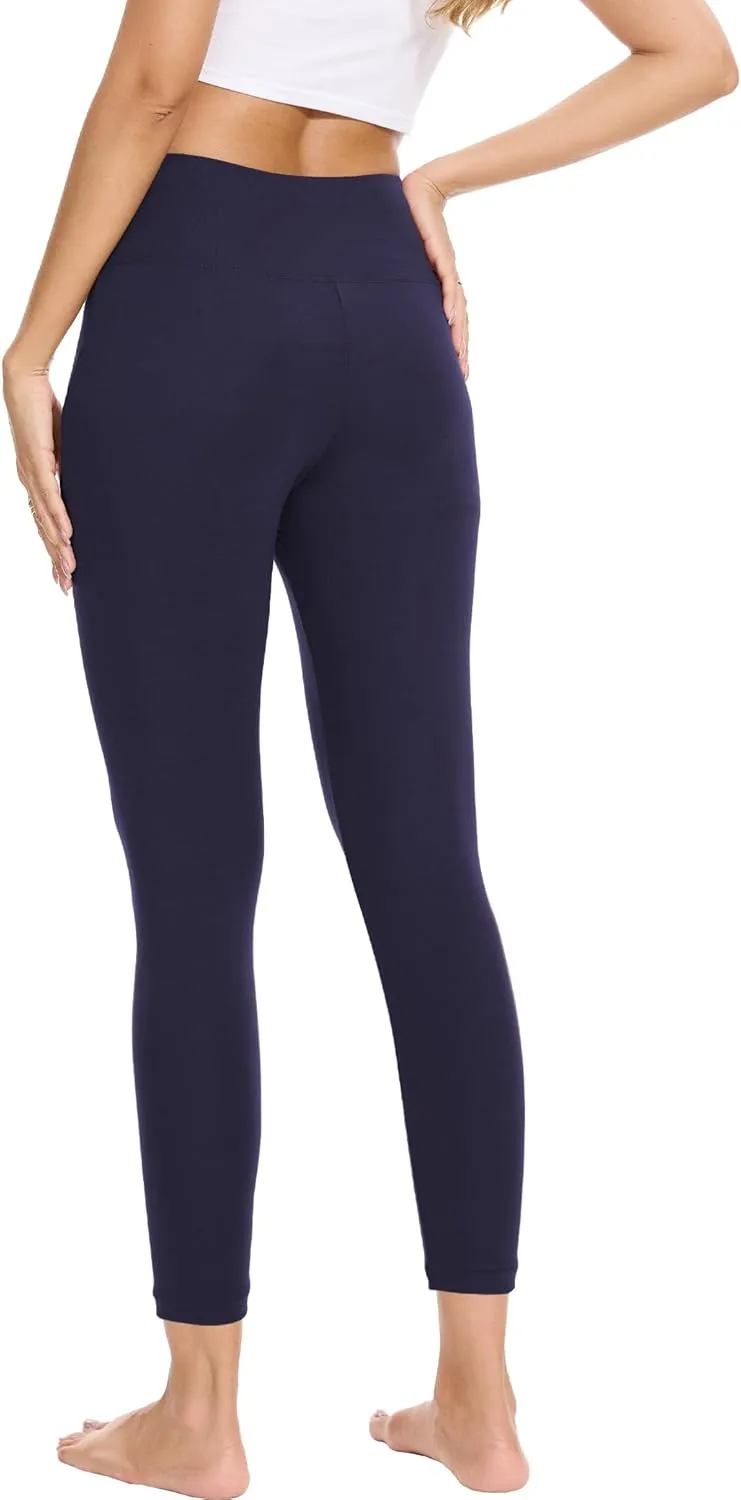 Women's High-Waisted Fitted Leggings - Ultra Soft Stretchy Basic Legging - Viscose Made from Bamboo
