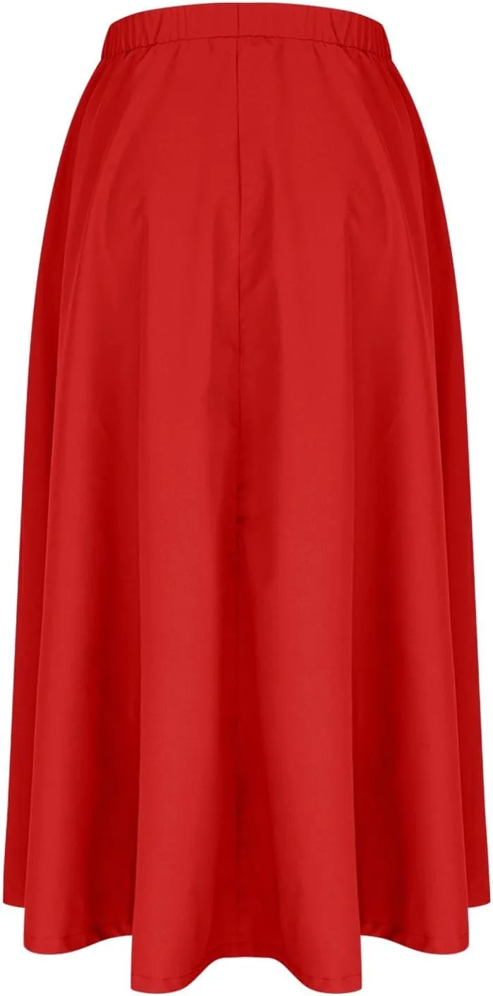 Womens Midi Skirts Casual Elastic High Waisted Pleated Flowy Long Skirts Trendy Cute Skirts Beach Vacation Outfits