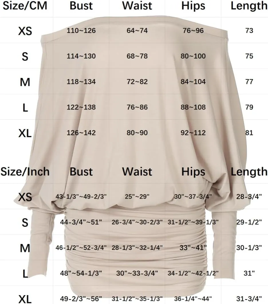 Womens Off The Shoulder Mini Dress Ruched Batwing Sleeve Strapless Dress Y2K Long Sleeve Nightout Streetwear Club Slim Skirt
