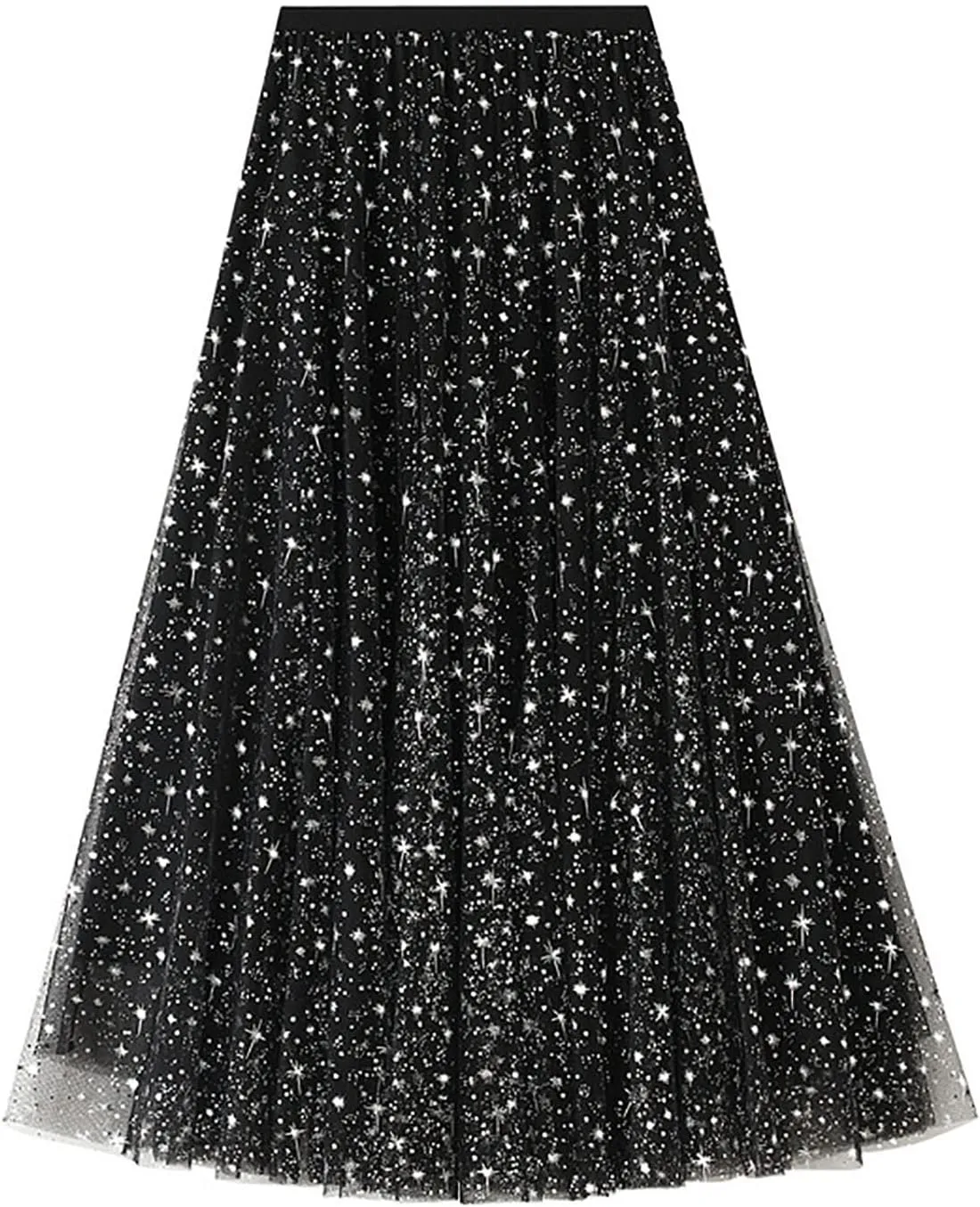 Womens Tutu Skirts Sequin Long Skirt Sparkly Tulle Skirts A Line Fairy Skirt Evening Party Skirts Cocktail Skirt