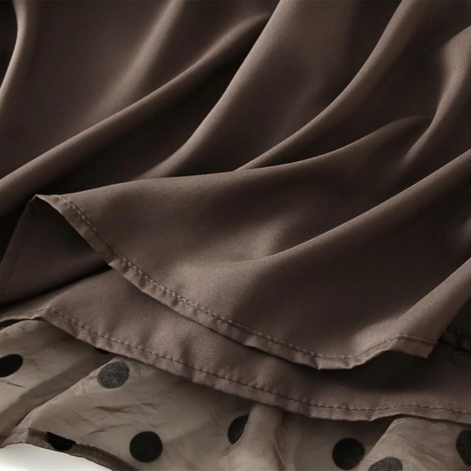 Women's Vintage Polka Dots Tulle Skirts Elastic Waist A Line Pleated Ruffle Midi Skirt Summer Loose Flowy Skirts