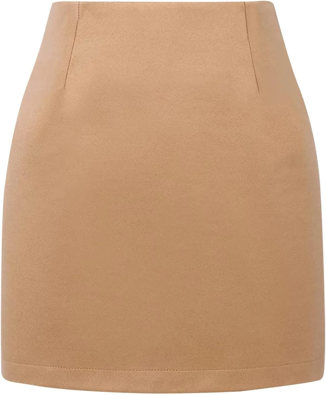 Work Skirts for Women Office Bodycon High Waisted Mini Pencil Skirt Elegant Lettuce Trim Solid Stretch Business Skirt