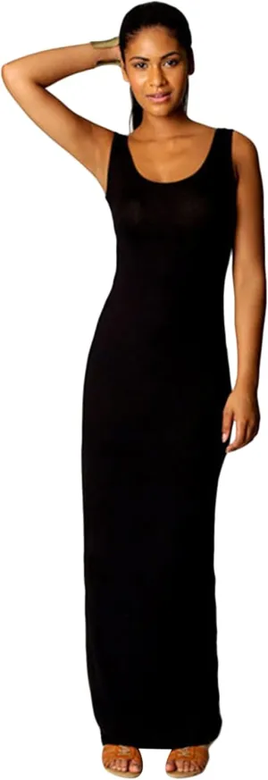 YMING Womens Summer Sleeveless Maxi Dress Sexy Tank Sundress Solid Color Club Dresses